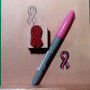 Breast Cancer Awareness Rubber Stamp Kit, Rubber Stamp and Marker Pen